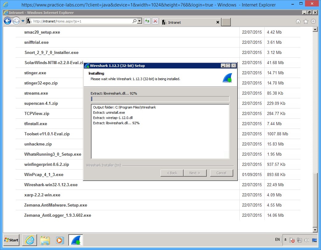 Practice Labs screenshot.